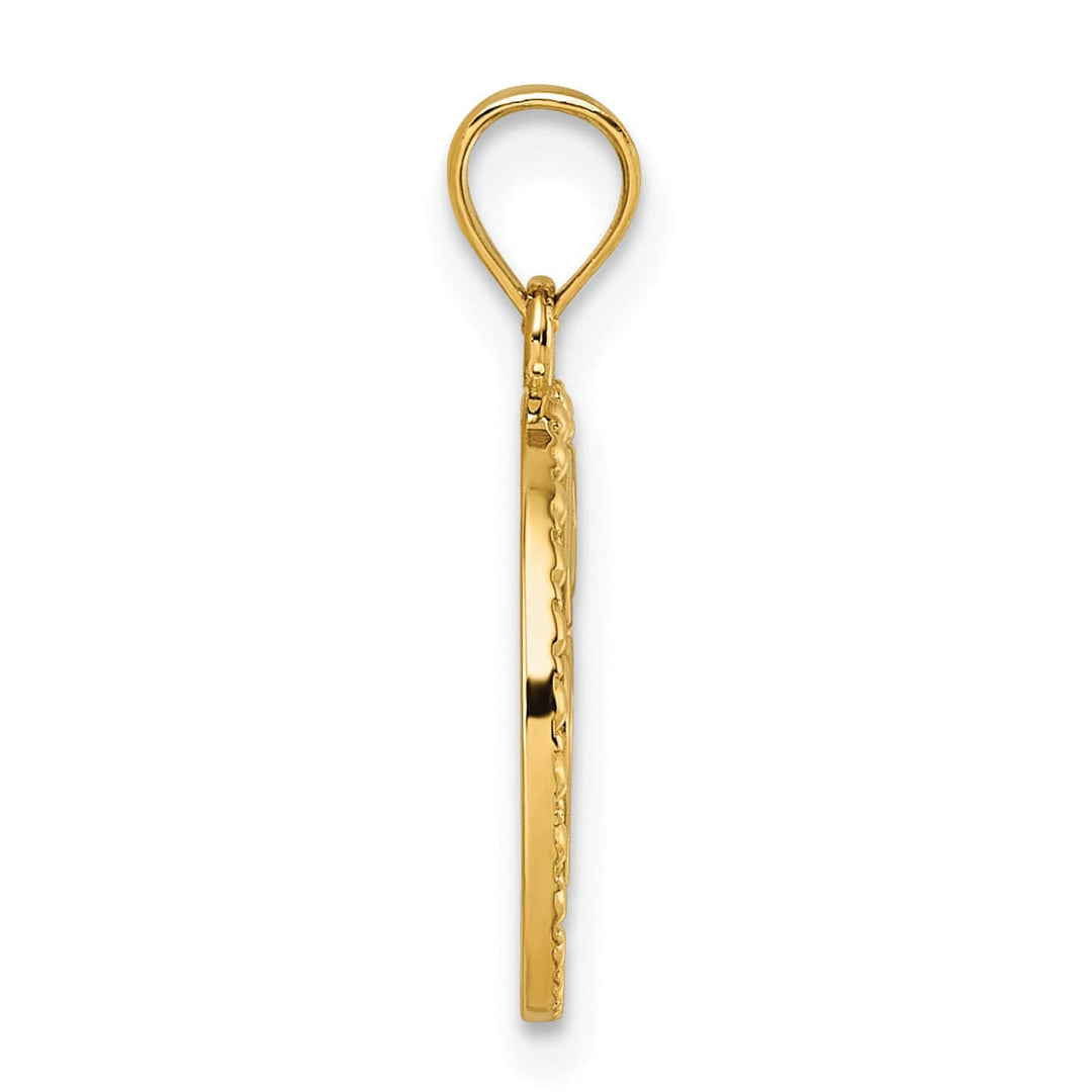 14k Yellow Gold Heart/Evil Eye/Horseshoe In Circle Pendant