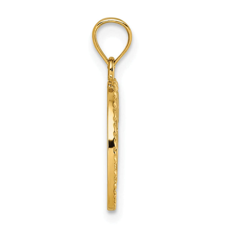 14k Yellow Gold Heart/Evil Eye/Horseshoe In Circle Pendant