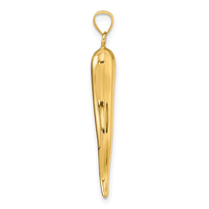 14k Yellow Gold Polished Hollow 3-D Italian Horn Pendant