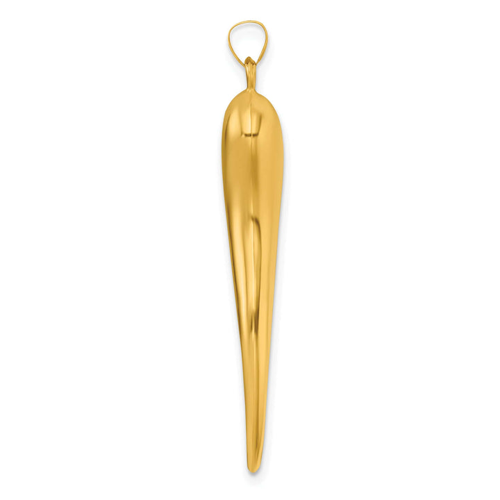 14k Yellow Gold Polished Hollow 3-D Italian Horn Pendant