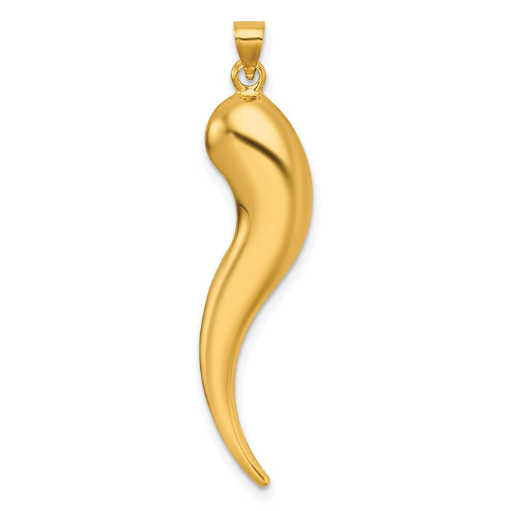 14k Yellow Gold Polished Hollow 3-D Italian Horn Pendant