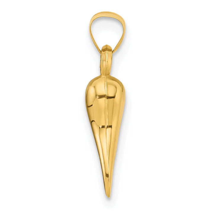 14k Yellow Gold Polished Hollow 3-D Italian Horn Pendant