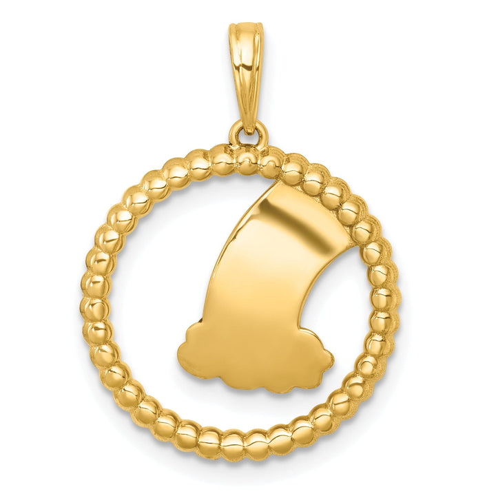 14k Two Tone Gold Multi Color Rainbow, Cloud in Circle Pendant