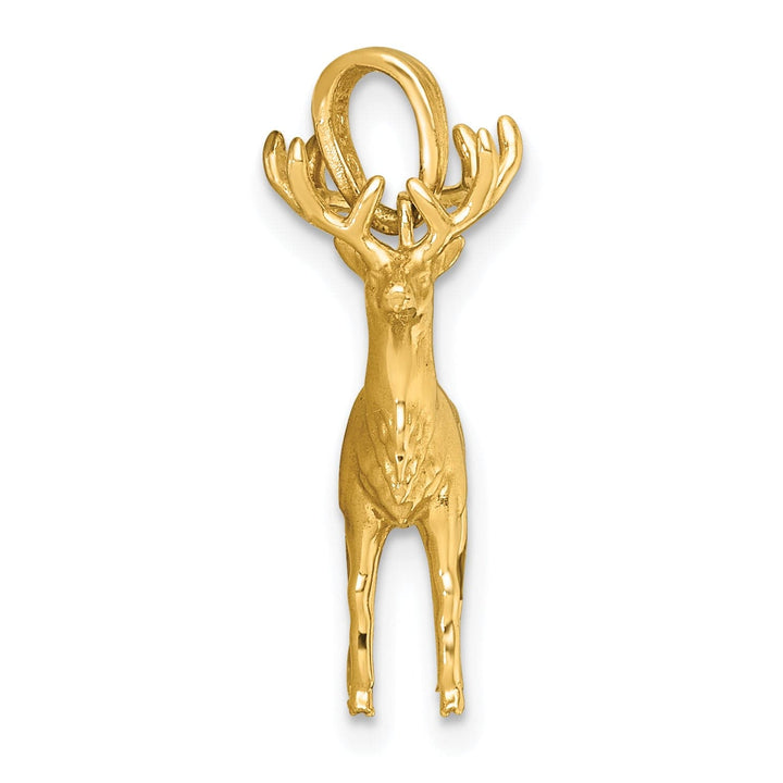 14k Yellow Gold Polished Finish 3-D Reindeer Pendant