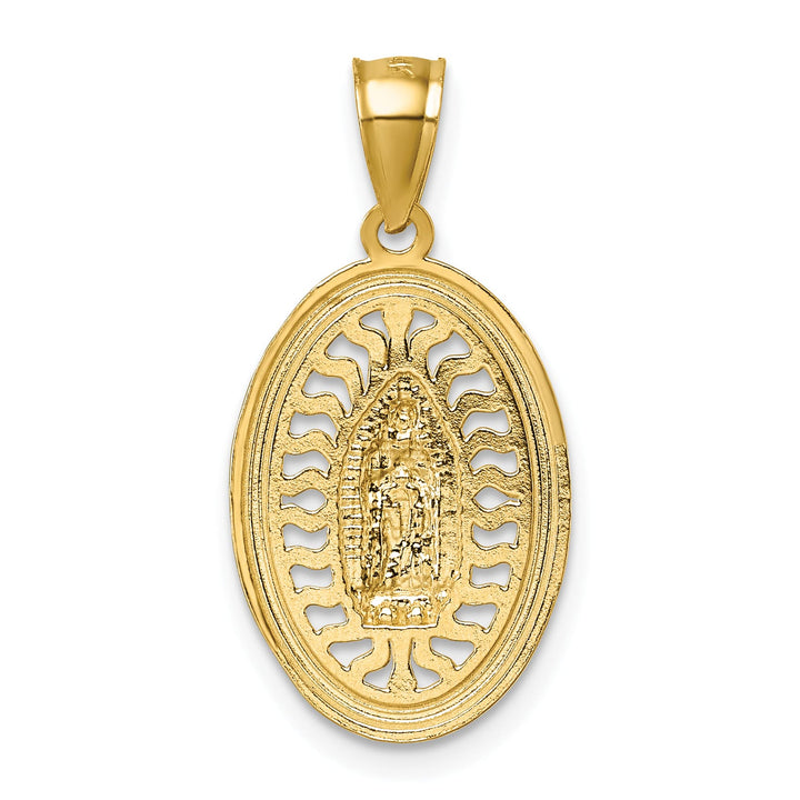 14K Yellow Gold D.C. Pierced Design Our Lady of Guadalupe Pendant