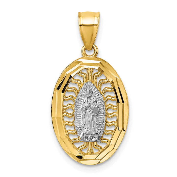14K Yellow Gold D.C. Pierced Design Our Lady of Guadalupe Pendant