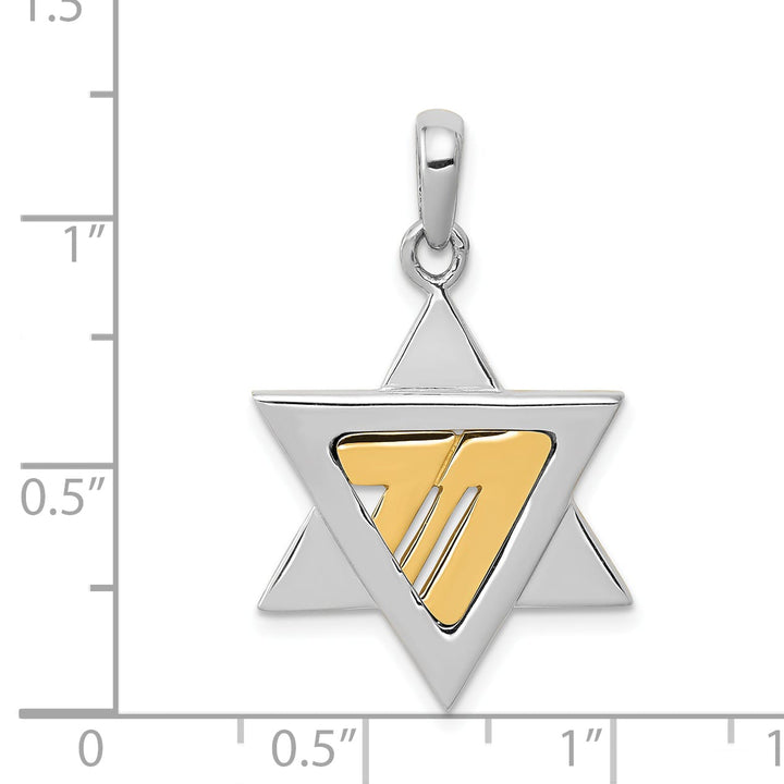 14K Two-Tone Gold Large Polished Star of David Pendant