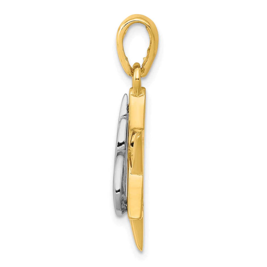 14K Two-Tone Gold Star of David with Shin Symbol Pendant