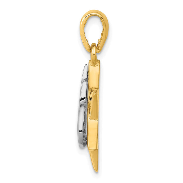 14K Two-Tone Gold Star of David with Shin Symbol Pendant