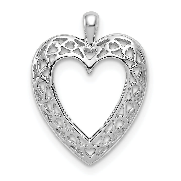 14K White Cut-Out Fancy Design Heart Pendant