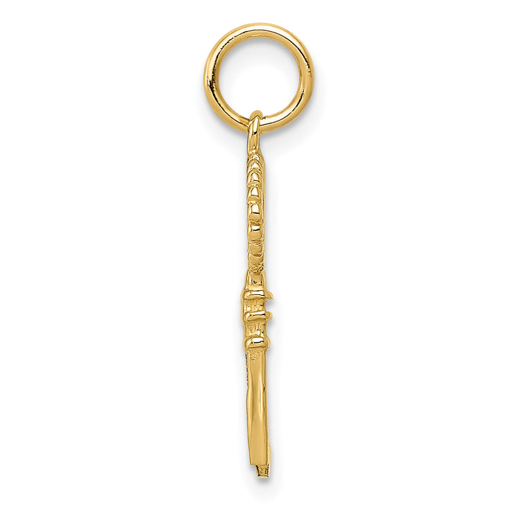 14k Yellow Gold Polished Key Charm Pendant