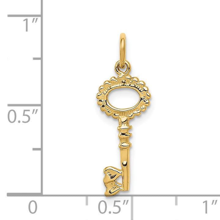 14k Yellow Gold Polished Key Charm Pendant