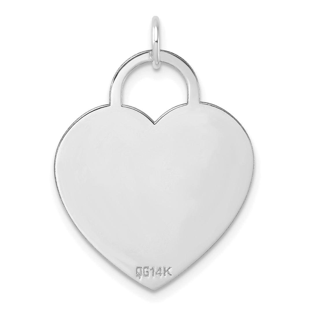 14k White Gold Heart Disc Shape Charm Pendant