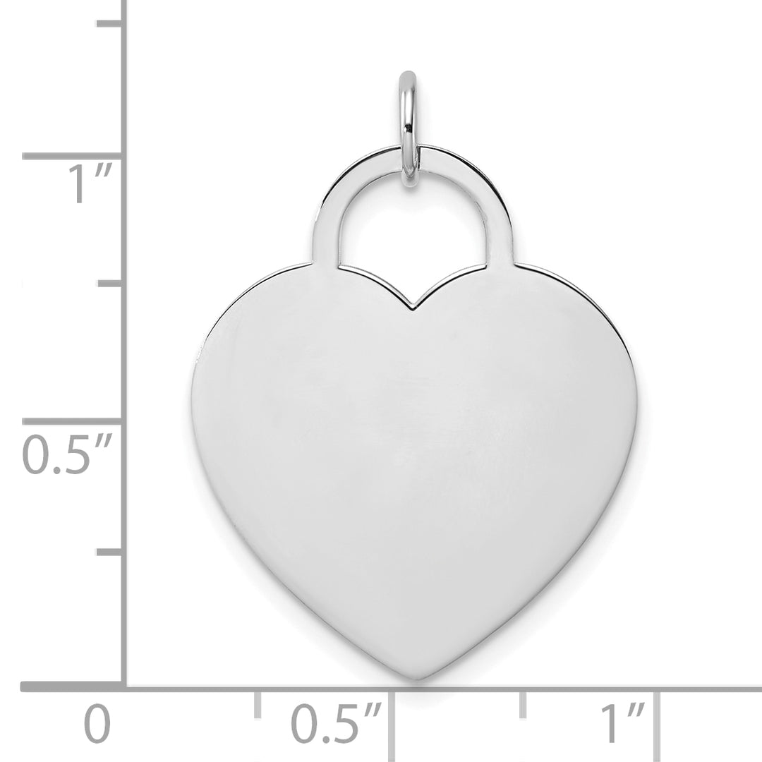 14k White Gold Heart Disc Shape Charm Pendant