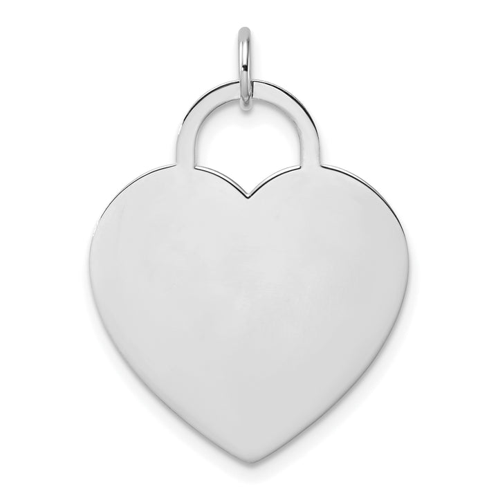 14k White Gold Heart Disc Shape Charm Pendant