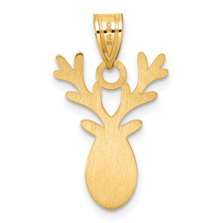 14k Yellow Gold Enameled Red-Nosed Reindeer Charm Pendant
