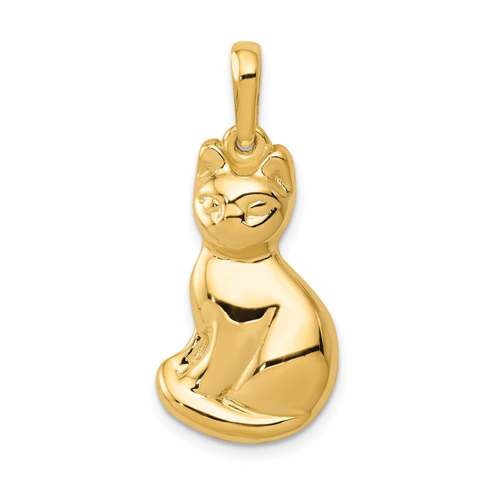 14k Yellow Gold Polished Finish Cat Sitting Charm Pendant