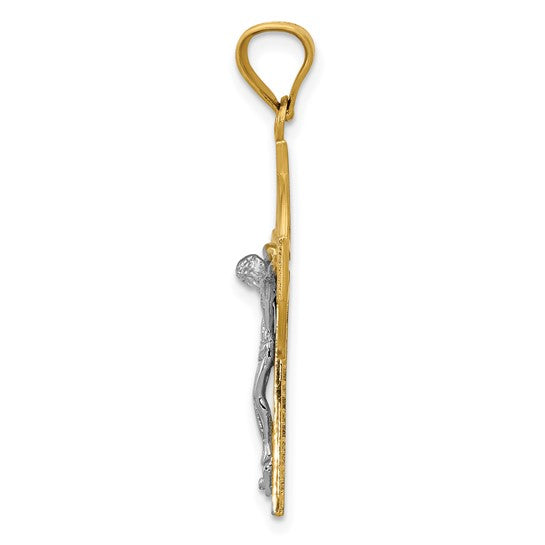 14k Two Tone Gold Iona Crucifix Pendant