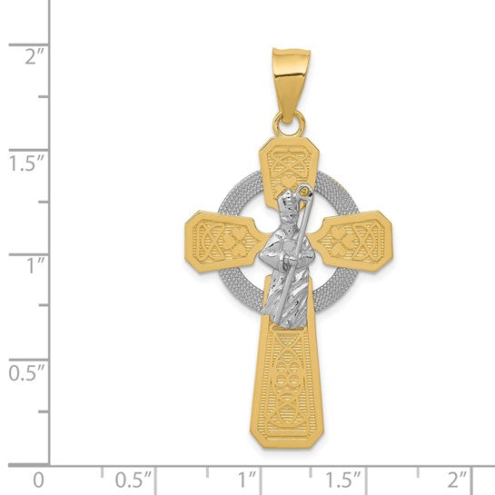 14k Two-tone Rhodium St. Patrick Celtic Cross