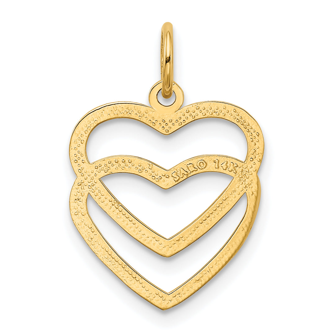 14k Yellow Gold Polished Double Heart Pendant