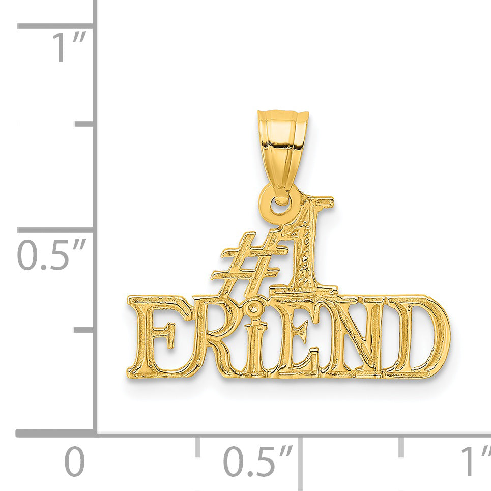 14k Yellow Gold #1 FRIEND Charm Pendant