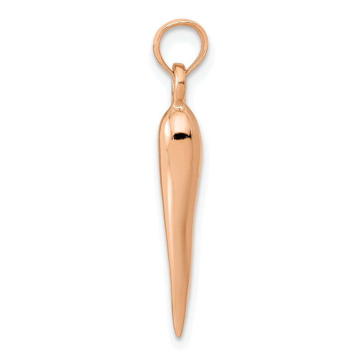 14k Rose Gold Medium Size 3-D Italian Horn Pendant