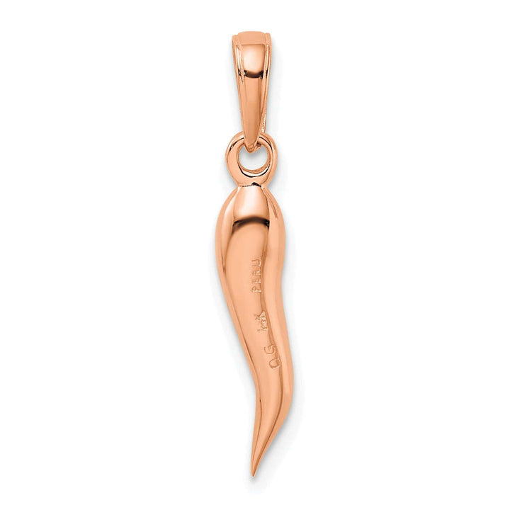 14k Rose Gold Medium Size 3-D Italian Horn Pendant