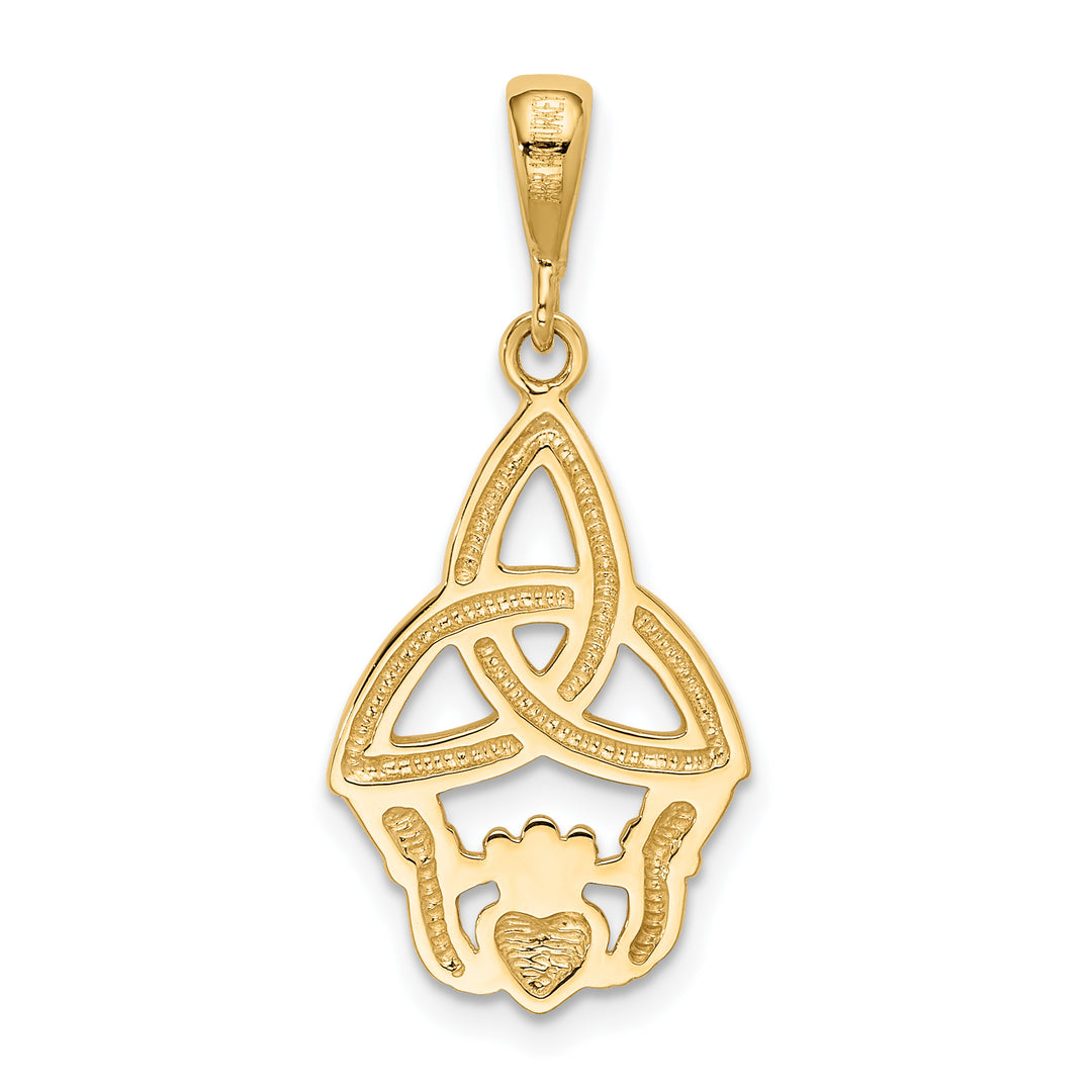 14K Yellow Gold and White Rhodium D.C. Claddagh Trinity Knot Pendant