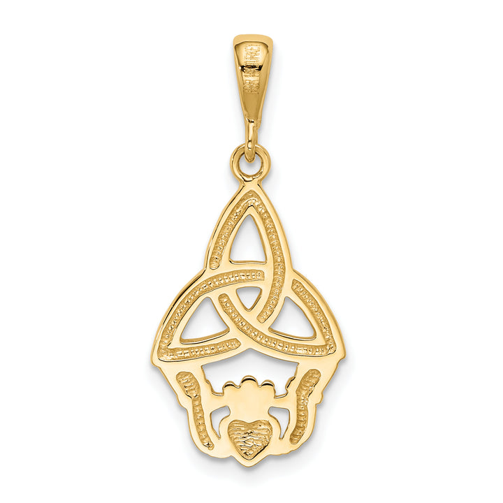 14K Yellow Gold and White Rhodium D.C. Claddagh Trinity Knot Pendant