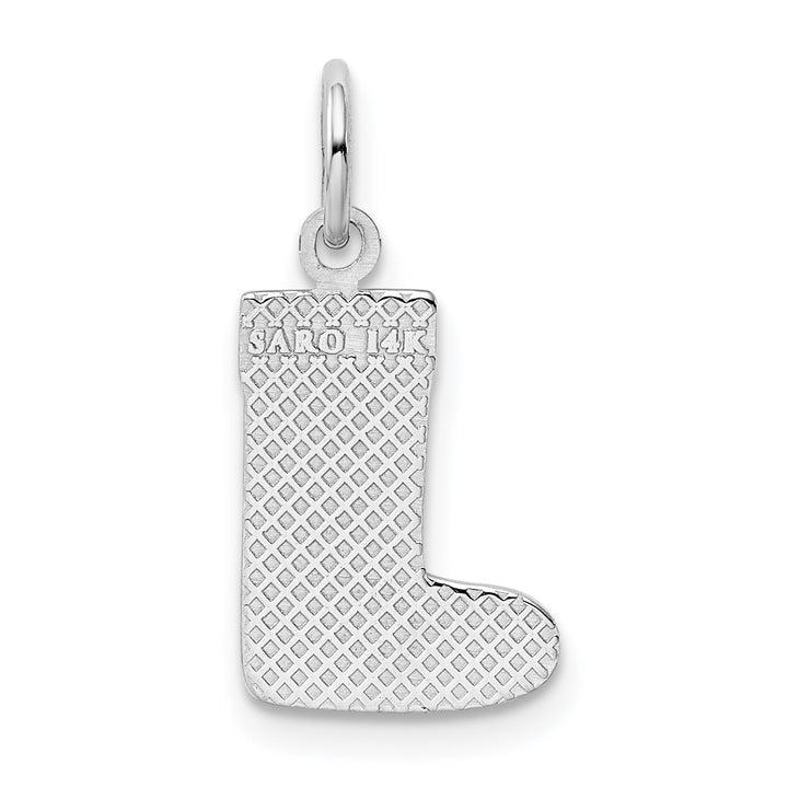 14k White Gold Christmas Stocking Charm Pendant