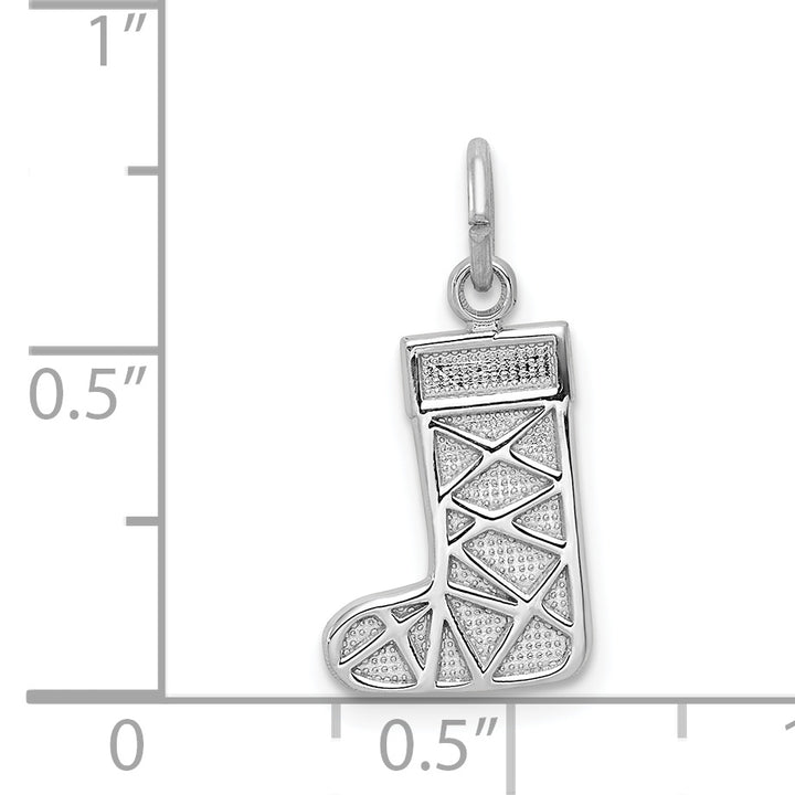 14k White Gold Christmas Stocking Charm Pendant
