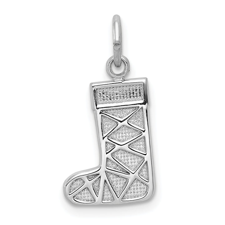 14k White Gold Christmas Stocking Charm Pendant