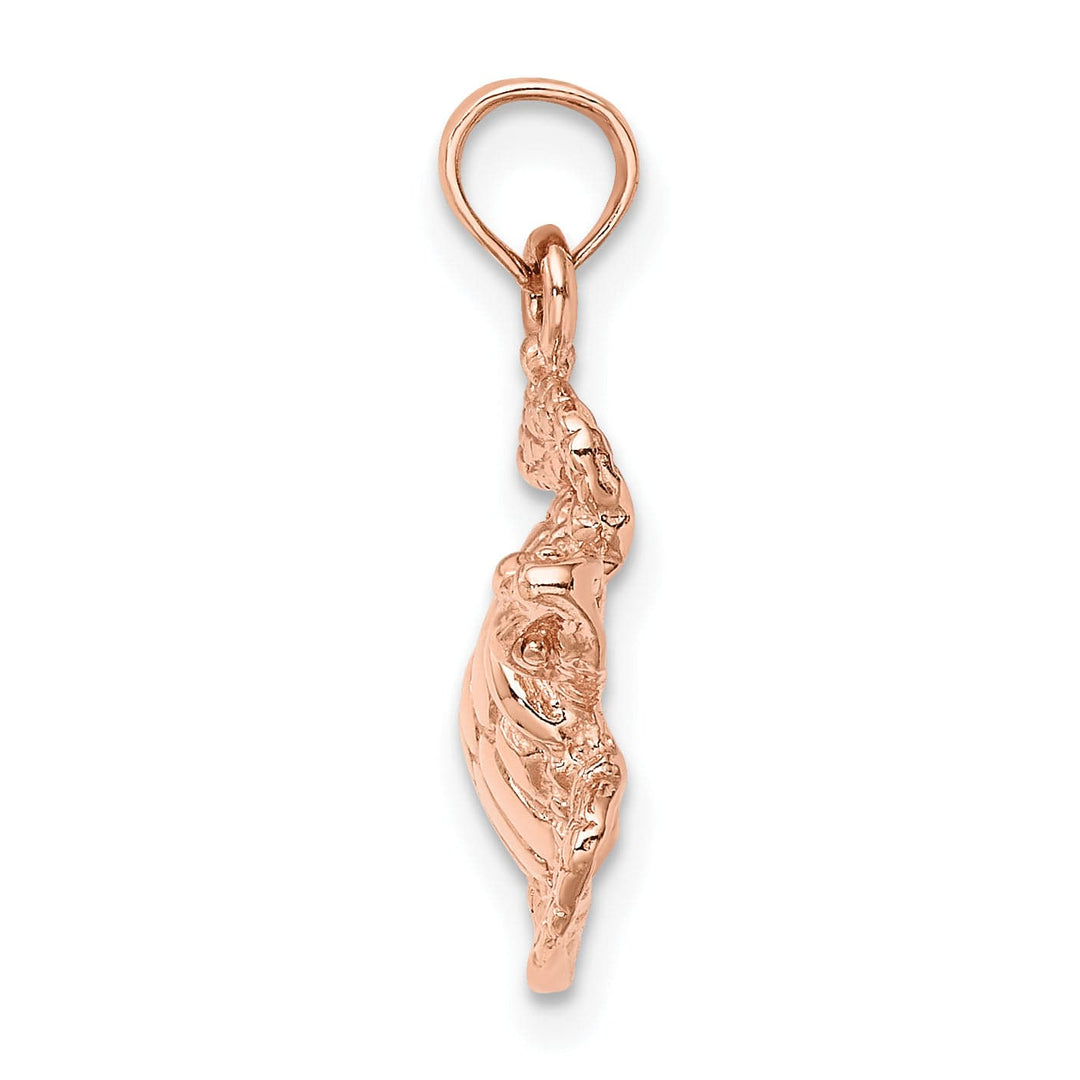 14K Rose Gold Textured Finish Sea Turtle Pendant