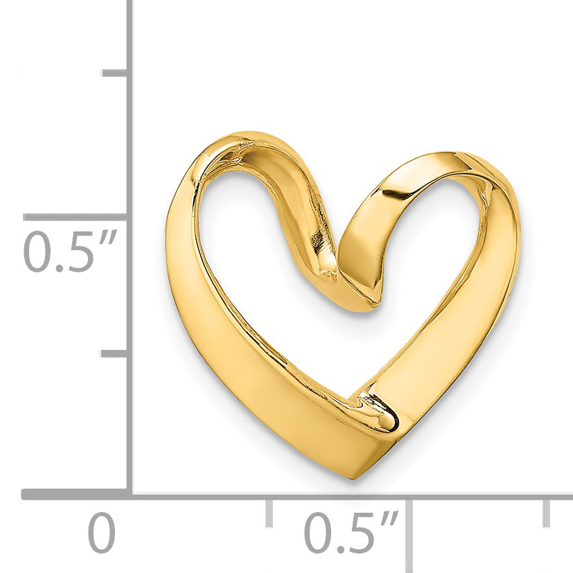 14k Yellow Gold Polished Finish Heart Design Slide Pendant