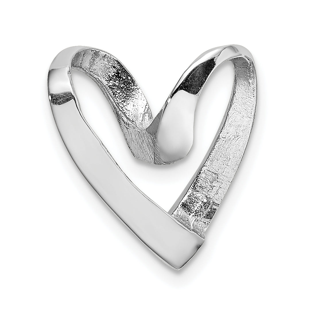 14K White Gold Polished Heart Design Chain Slide Pendant