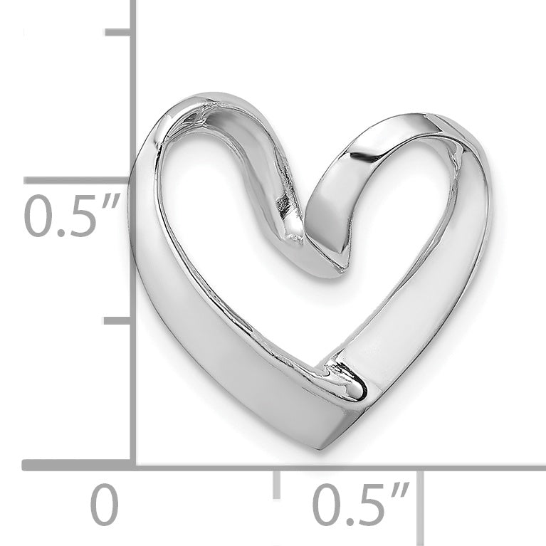 14K White Gold Polished Heart Design Chain Slide Pendant