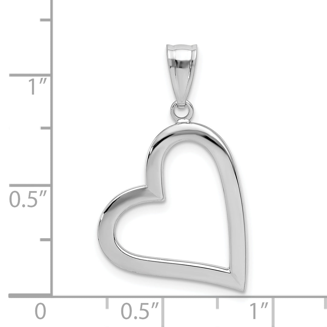 14k White Gold Polished Hollow Heart Design Pendant