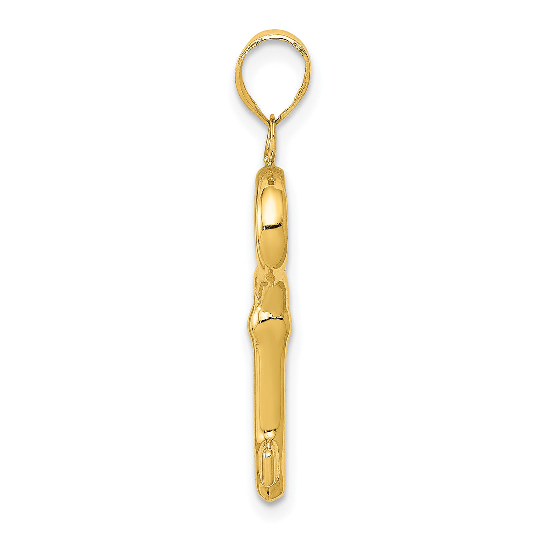 14k Yellow Gold Polished 3-D Key Design Charm Pendant