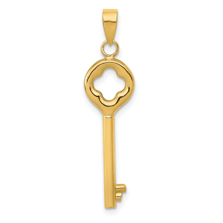 14k Yellow Gold Polished Finish 3-D Key Charm Pendant