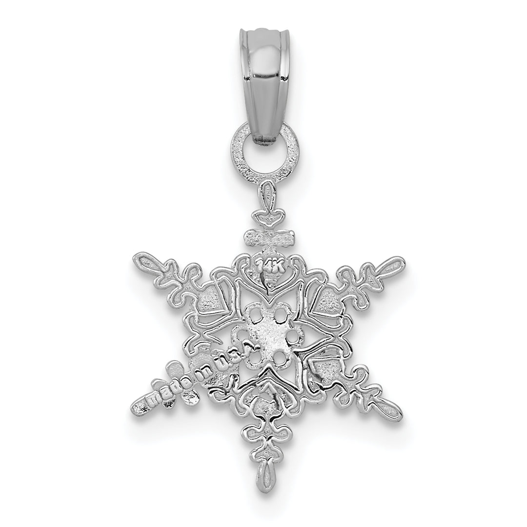 14k White Gold Small Snowflake Charm Pendant