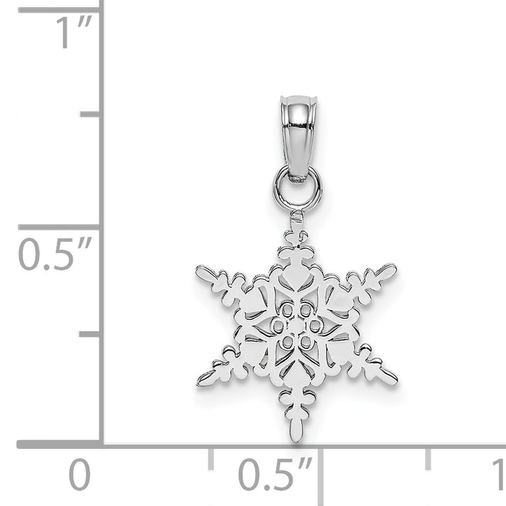 14k White Gold Small Snowflake Charm Pendant