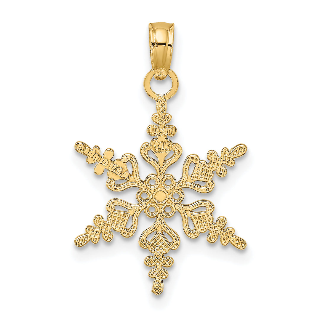 14k Yellow Gold Polish Finish Snowflake Charm Pendant