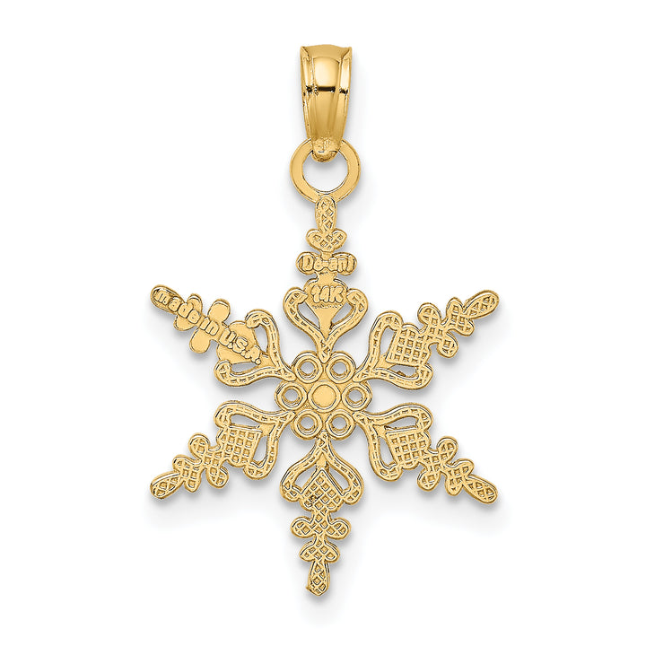 14k Yellow Gold Polish Finish Snowflake Charm Pendant