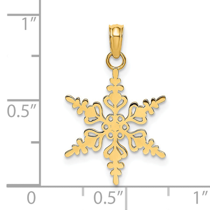14k Yellow Gold Polish Finish Snowflake Charm Pendant