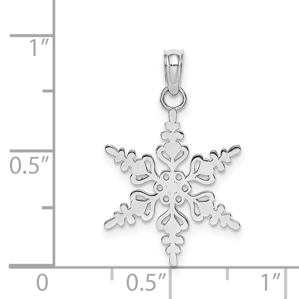14K White Gold Polished Snowflake Charm Pendant