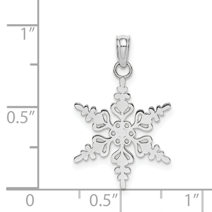 14K White Gold Polished Snowflake Charm Pendant