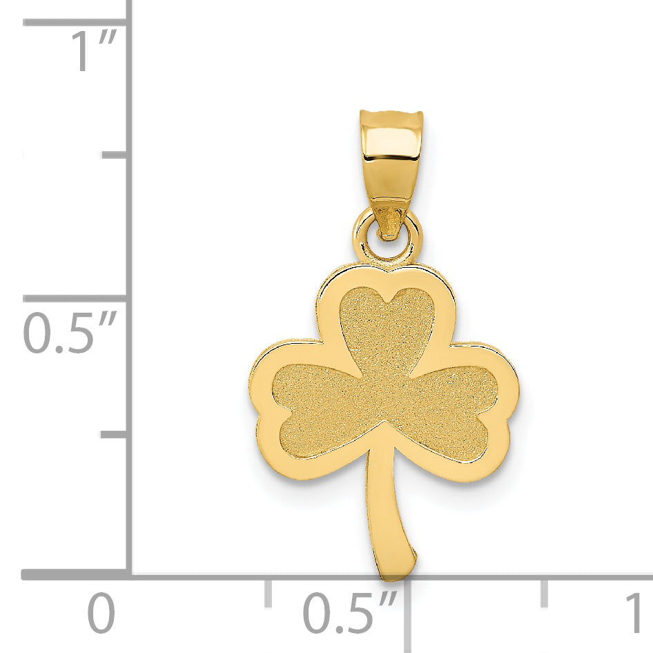 14k Yellow Gold Textured Finish 3-Leaf Clover Pendant