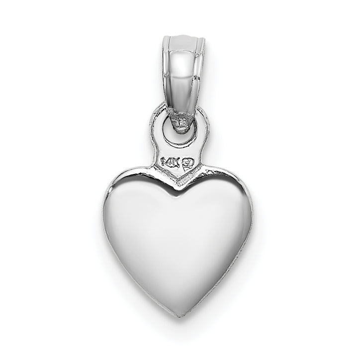 14K White Gold Polished 3-D Puffed Heart Pendant