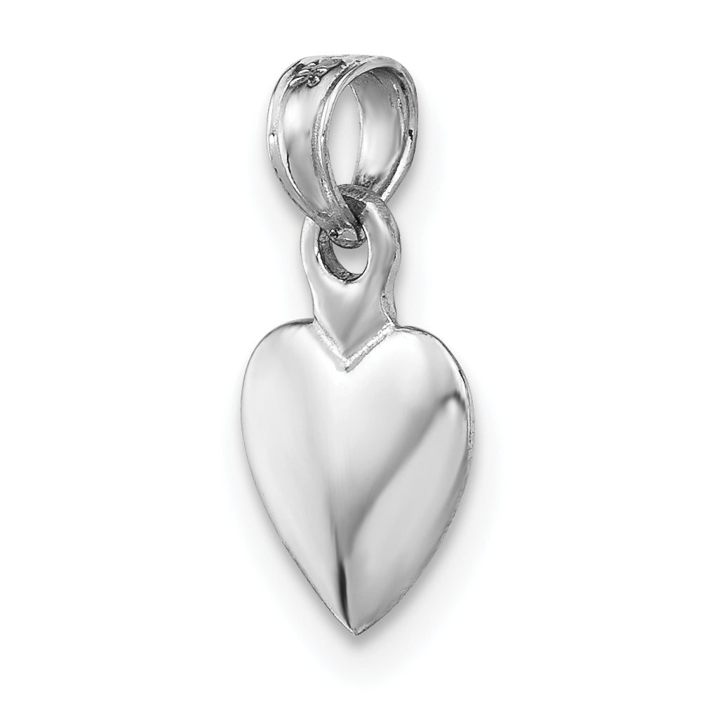 14K White Gold Polished 3-D Puffed Heart Pendant