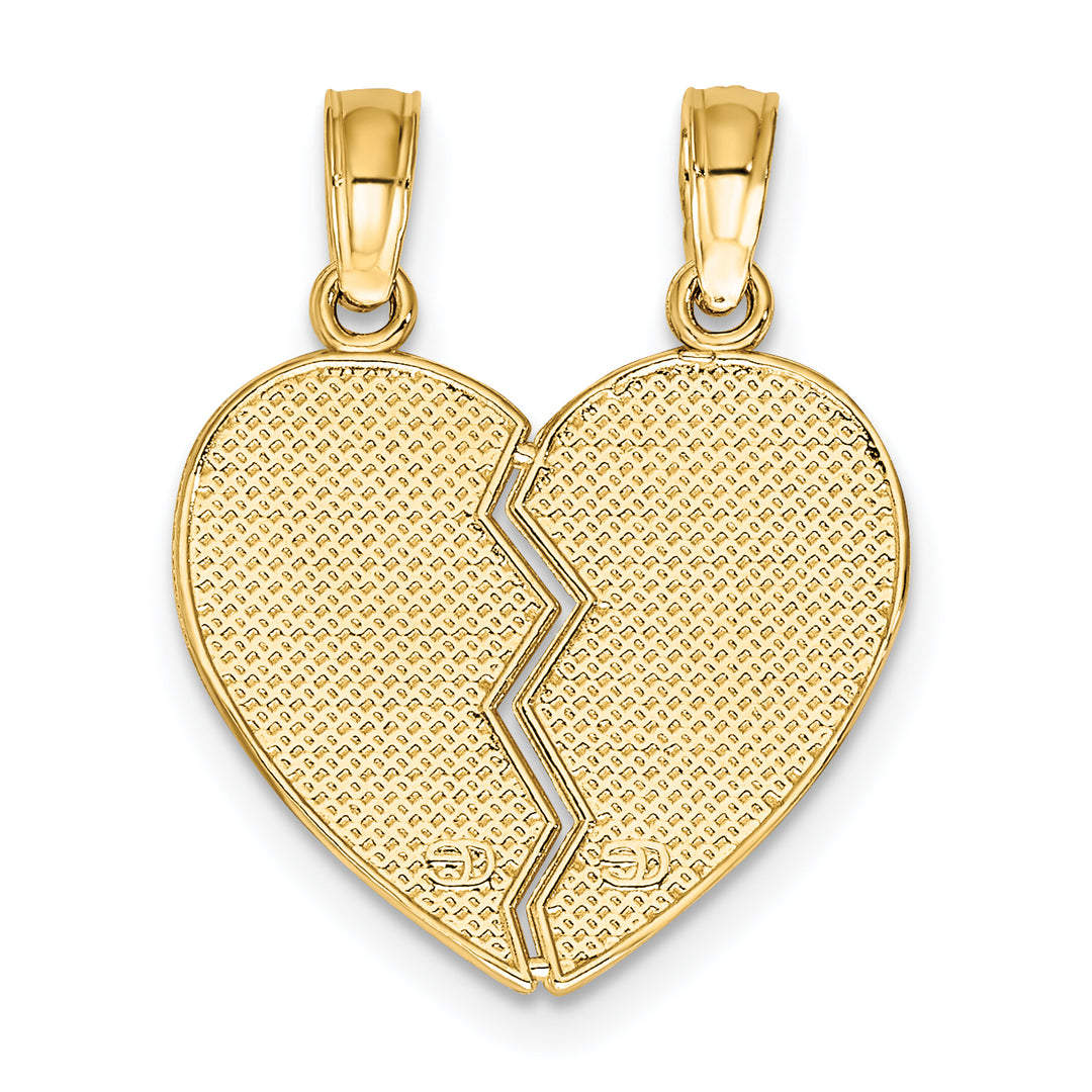 14k Yellow Gold Break-Apart KEEP WATCH BETWEEN Heart Pendant